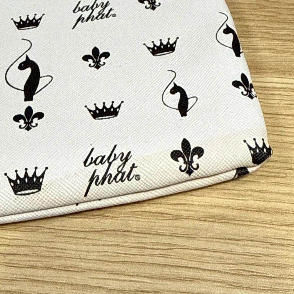 Baby Phat Monogram Cat Logo Zipper Pouch Makeup Cosmetic Bag Y2K Retro Classic